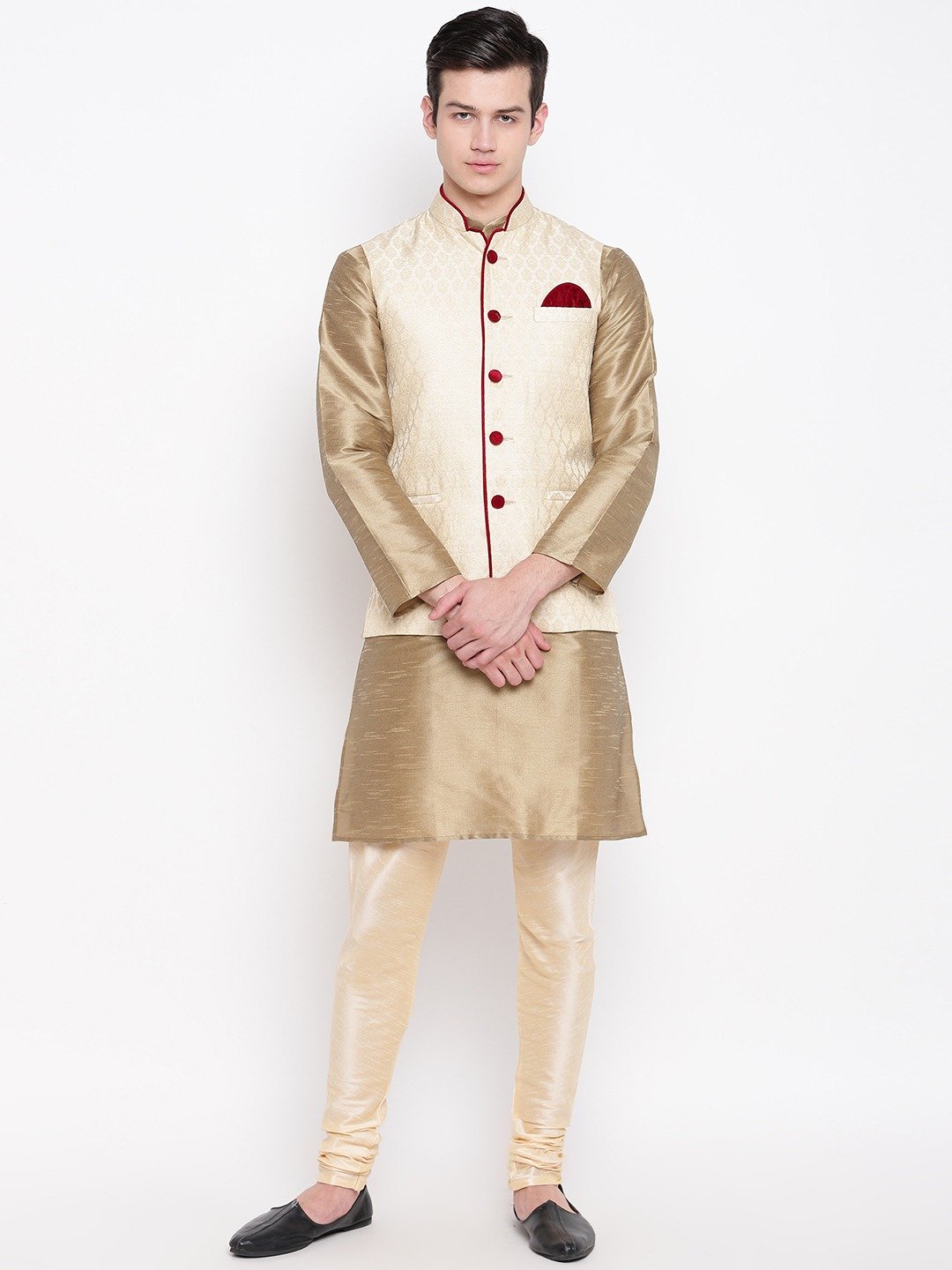 Latest Indian Kurta Pyjama with Churidar Waistcoat for Men Buy Online