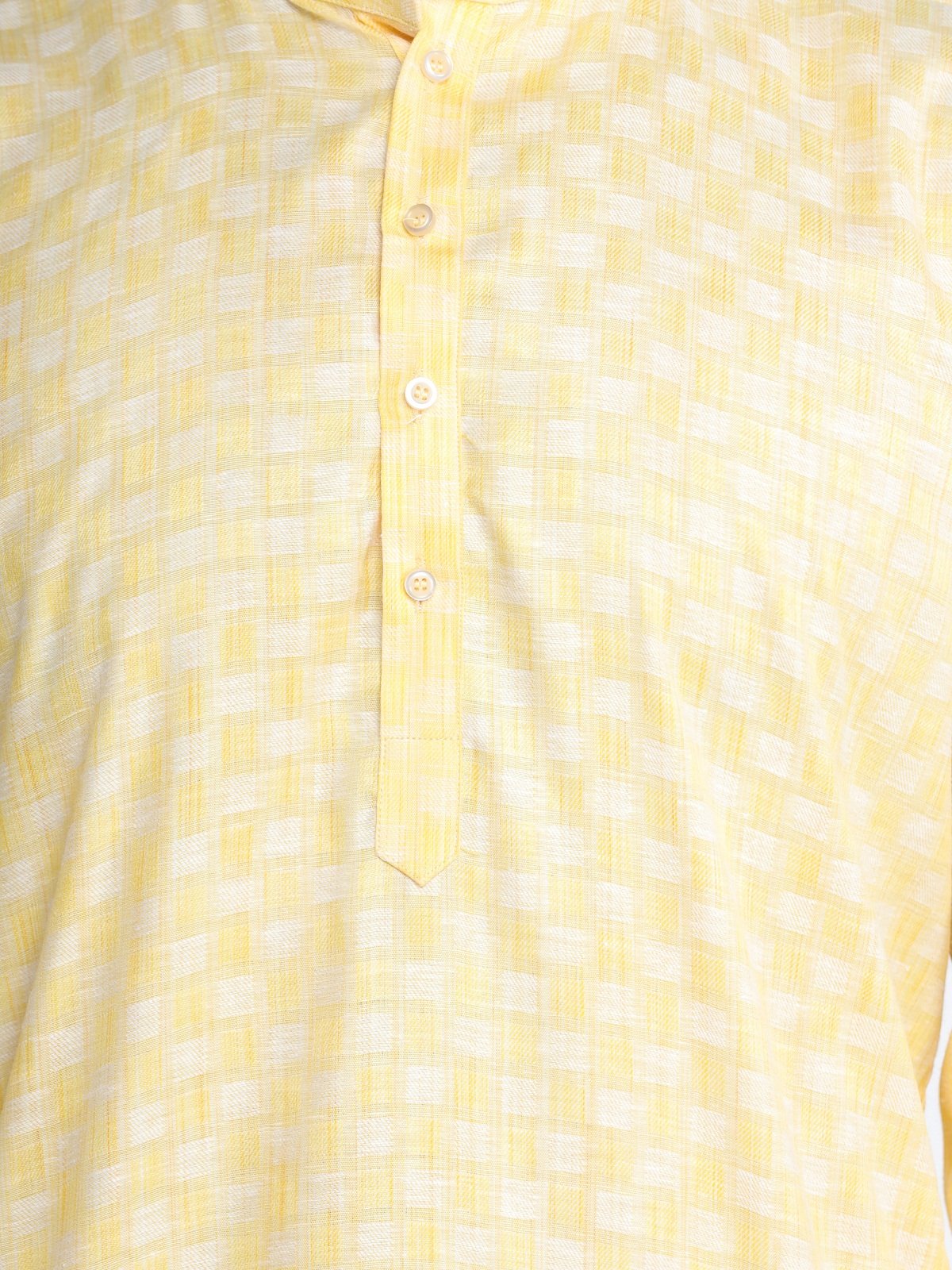 Mag Men s Light Yellow Casual Cotton Blend Check kurta pyjama set